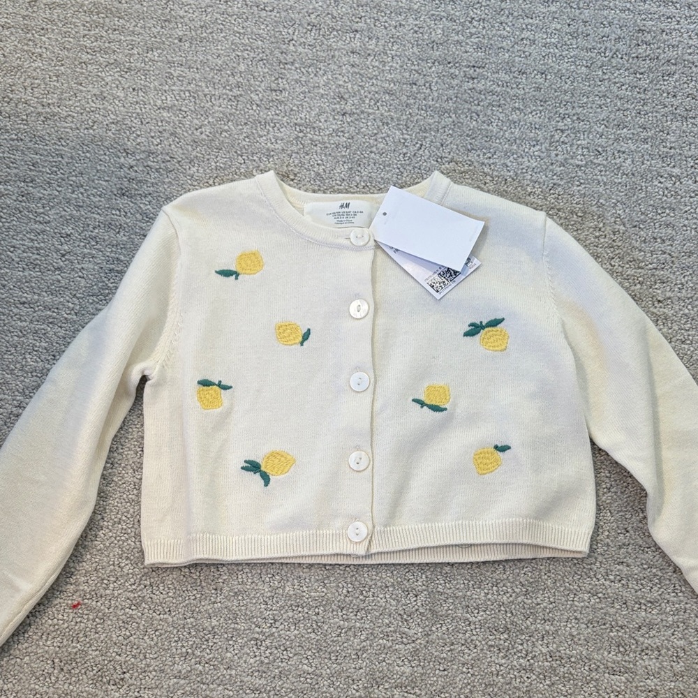 H&M Cream Cardigan with Yellow Lemon Design
